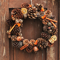 A natural twig Christmas wreath