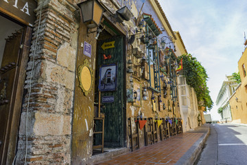 malerische Gasse in Cartagena Kolumbien