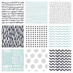 Seamless patterns with hand drawn scribble and spot. Abstract background with brush strokes. Vector texture.