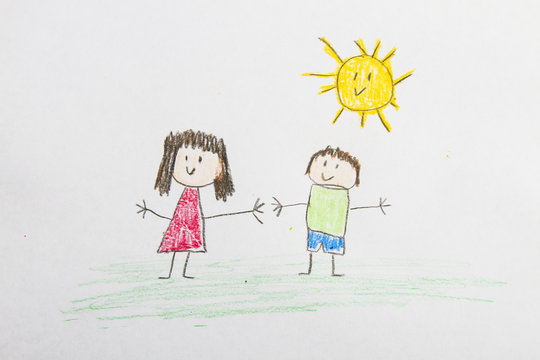 Kid drawing: Friends Outside