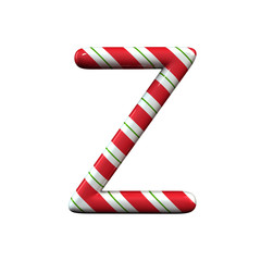 red and white stripe candy cane letter Z