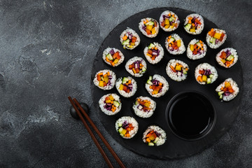 healthy rainbow  vegan sushi rolls