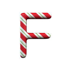 red and white stripe candy cane letter F
