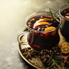 Christmas mulled wine in glass