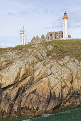 Lighthouse, abbey and semaphore tower of Saint-Mathieu, Brittany