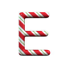 red and white stripe candy cane letter E