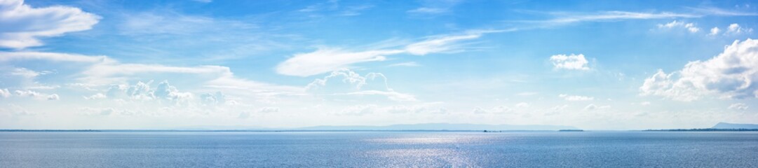 Panoramic beautiful seascape with cloud on a sunny day.