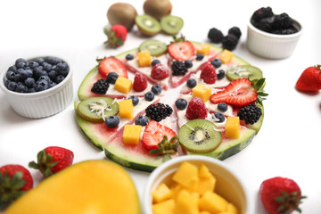 Delicious Watermelon Fruit Pizzas