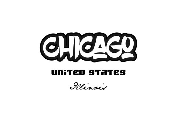 United States Chicago Illinois City Graffitti Font Typography Design