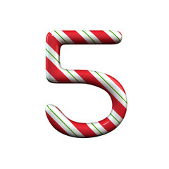 red and white stripe candy cane number 5