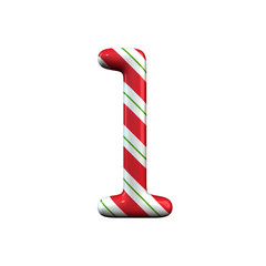 red and white stripe candy cane number 1