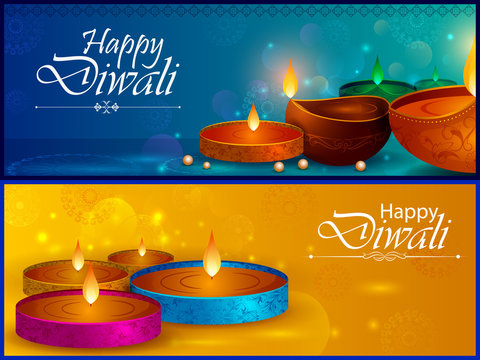 Happy Diwali light festival of India greeting background