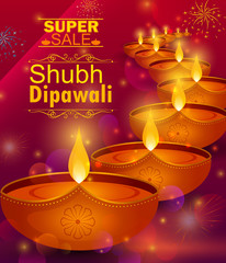 Happy Diwali light festival of India greeting advertisement sale banner background