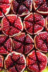 Pomegranate slices and seeds.