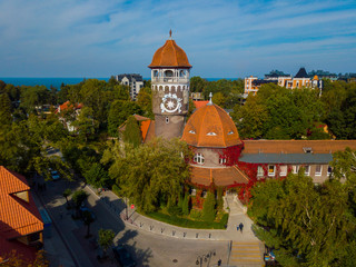 Fototapeta na wymiar Old water tower city landmark, Svetlogork, Russia