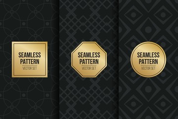 Abstract concept vector monochrome geometric pattern. Dark blue, gold minimal background. Creative illustration template. Seamless stylish texture. For wallpaper, surface, web design, textile, decor.