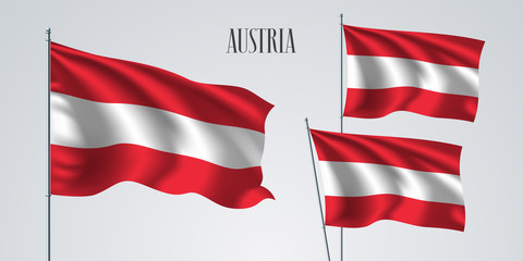 Austria waving flag set of vector illustration