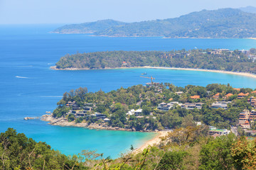 Fototapeta premium Kata and Karon beaches from view point at Phuket, Thailand
