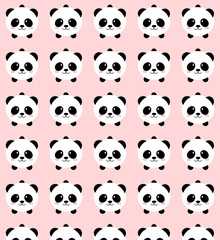 Lovely kawai panda bear. Digital design of a lovely cute kawaii panda bear over a pastel pink background. © EuGeniaArt