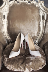 Wedding white leather shoes