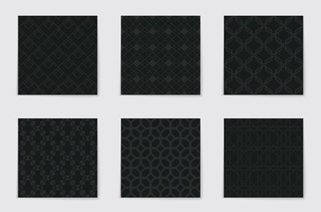 Abstract concept vector monochrome geometric pattern. Dark blue, gold minimal background. Creative illustration template. Seamless stylish texture. For wallpaper, surface, web design, textile, decor.