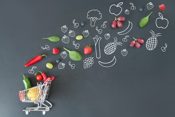 Grocery shopping cart concept © Pixelbliss