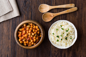 Chana Masala Chickpeas served with rice