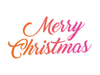 Fototapeta na wymiar Colourful gradient pink to orange isolated hand writing word Merry Christmas