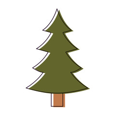 christmas tree with trunk watercolor silhouette on white background