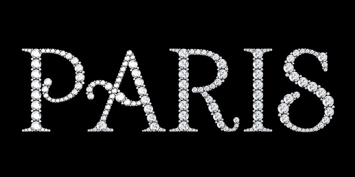 diamond Paris text with black background (high resolution 3D image)