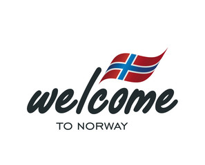 Naklejka premium Welcome to Norway flag sign logo icon