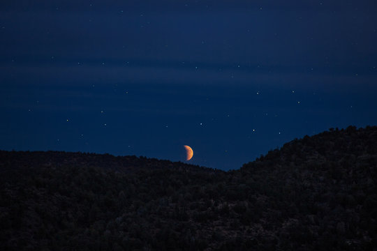 Blood Moon Rising During Eclipse