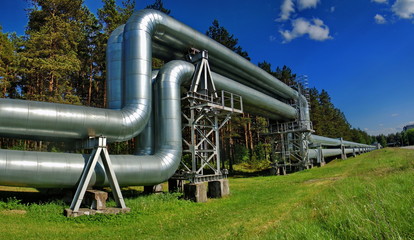 Panoramic view of shining pipes 