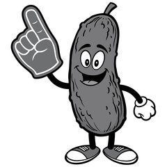 Pickle with Foam Finger Illustration