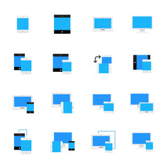 Device Icons and Responsive. Set of Mobile Device Vector Illustration Color Icons Flat Style.