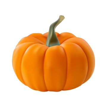 Vector festive pumpkin isolated on white. Realistic 3D pumpkin.