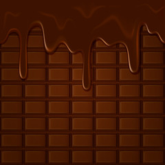Horizontal seamless chocolate pattern with trickles