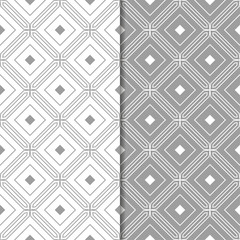 Gray and white geometric ornaments. Set of seamless patterns for web, textile and wallpapers