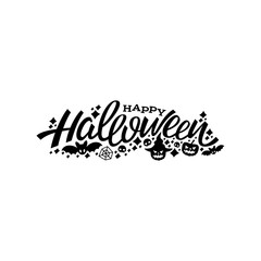 Happy halloween lettering design. Greeting vector illustration.
