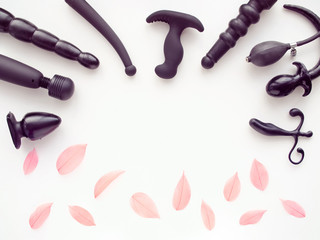 Toys for adults and fallen leaves. Autumn background