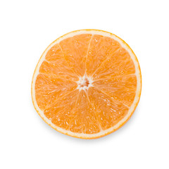 Sliced fresh orange isolated on white background.