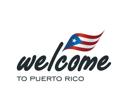Welcome to Puerto Rico flag sign logo icon