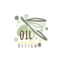 Olive Oil Label With Olive Branch
