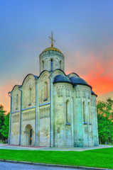 Fototapeta na wymiar Saint Demetrius Cathedral in Vladimir. Built in the 12th century, it is a UNESCO world heritage site in Russia