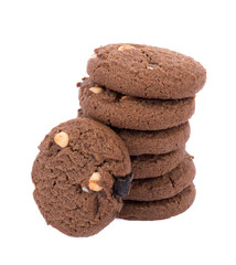Chocolate chip cookie on white background