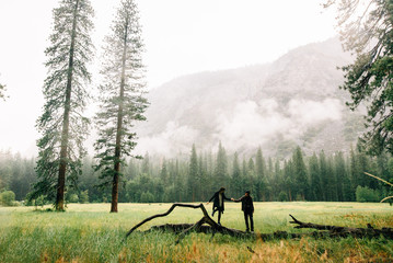 Couple exploring outdoors
