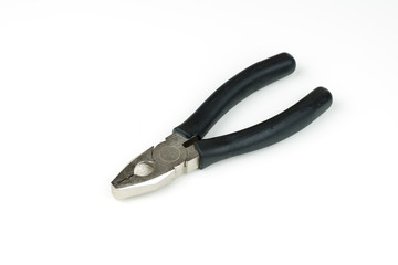 isolated stainless steel metal pliers , repair equipment on white background