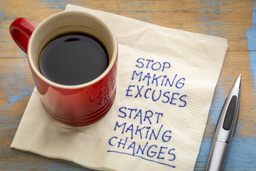 Stop making excuses - reminder note