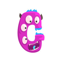 Cartoon character monster letter G