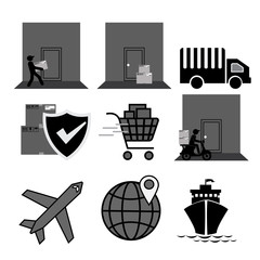 Service Industry including Delivery, Moving, Transportation and Logistic signs icons set.